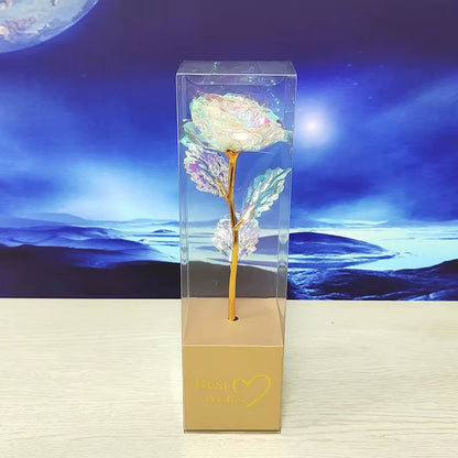 Galaxy Rose Eternal 24K Gold Flower Foil Plastic Artificial Roses Valentines Day Gift Beauty Golden Flowers for Wedding Decor