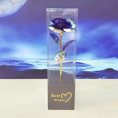 Galaxy Rose Eternal 24K Gold Flower Foil Plastic Artificial Roses Valentines Day Gift Beauty Golden Flowers for Wedding Decor